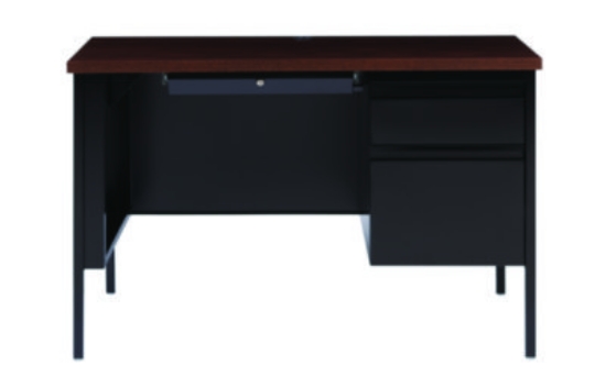 Picture of Single Pedestal Steel Desk, 45.5" x 24" x 29.5", Mocha/Black, Black Legs