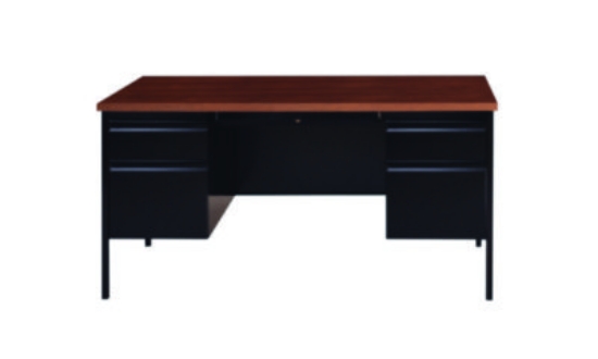 Picture of Double Pedestal Steel Desk, 60" x 30" x 29.5", Mocha/Black, Black Legs
