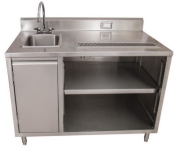 Picture of Stainless Steel Beverage Table with Left Sink, Rectangular, 30" x 72" x 41.5", Silver, Ships in 4-6 Business Days