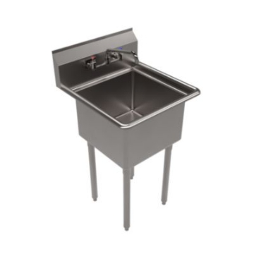 Picture of Stainless Steel Sink and Faucet Bundle, Sink/Faucet/Faucet Mounting Kit/Drain,18" L x 18" W x 14" D, Ships in 4-6 Bus Days