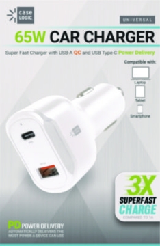 Picture of PD Car Charger, 60 W, Two 2 A Ports, White