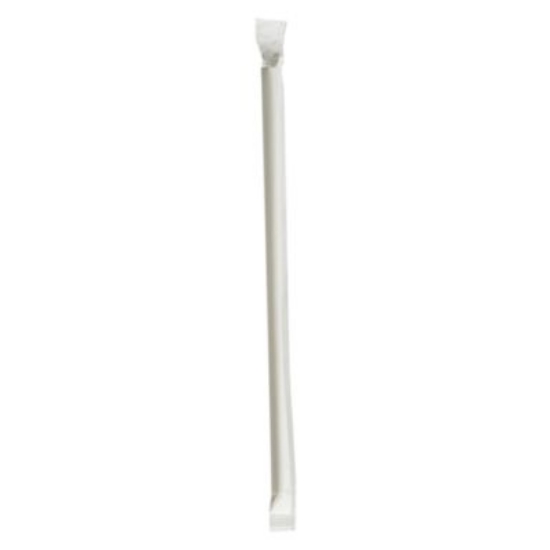 Picture of Wrapped Jumbo Paper Straws, 7.75", Paper, White, 1,280/Carton