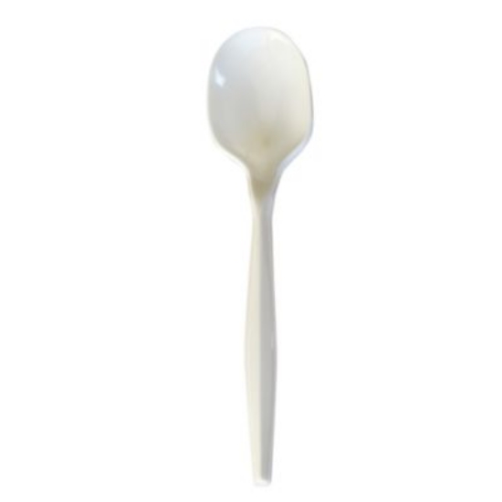 Picture of Mediumweight Polypropylene Cutlery, Soup Spoon, White, 1,000/Carton
