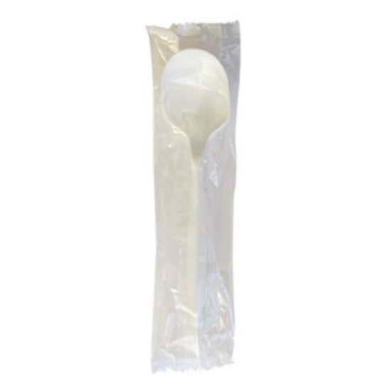 Picture of Mediumweight Wrapped Polypropylene Cutlery, Soup Spoon, White, 1,000/Carton