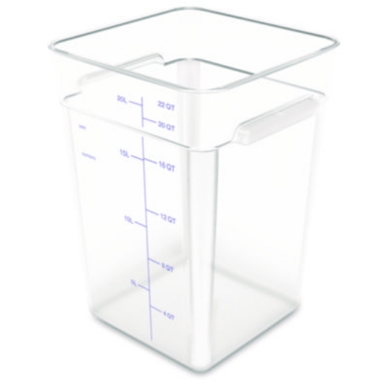 Picture of Squares Polycarbonate Food Storage Container, 22 qt, 11 13 x 11.13 x 15.72, Clear, Plastic