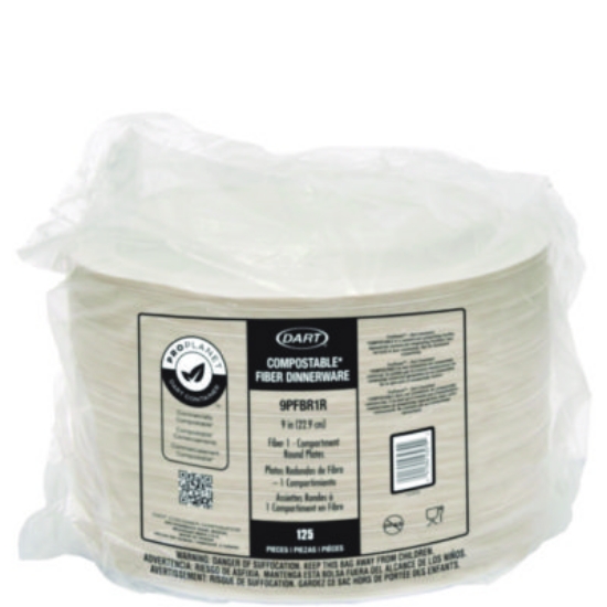 Picture of Compostable Fiber Dinnerware, ProPlanet Seal, Plate, 9" Diameter, 500/Carton