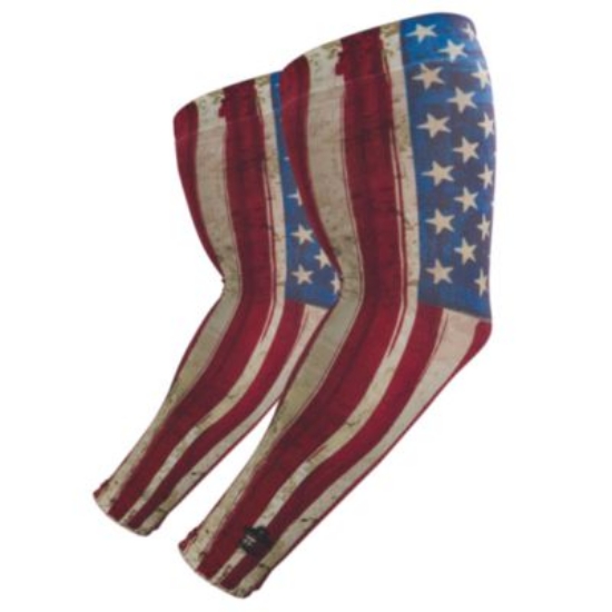 Picture of Chill-Its 6695 Sun Protection Arm Sleeves, Polyester/Spandex, X-Large/2X-Large, American Flag, Ships in 1-3 Business Days