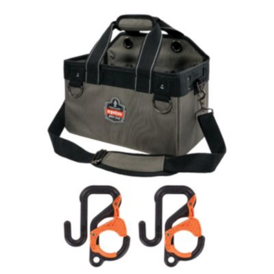 Picture of Arsenal 5846 Bucket Truck Tool Bag, Locking Aerial Bucket Hooks, 8 Comp/2 Grommet, 13 x 7.5 x 7.5, Gray,Ships in 1-3 Bus Days