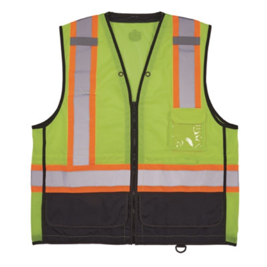 Picture of GloWear 8251HDZ Class 2 Two-Tone Hi-Vis Safety Vest, 4X-Large to 5X-Large, Lime, Ships in 1-3 Business Days