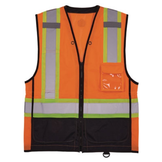 Picture of GloWear 8251HDZ Class 2 Two-Tone Hi-Vis Safety Vest, 2X-Large to 3X-Large, Orange, Ships in 1-3 Business Days