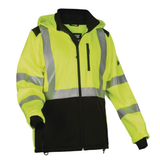 Picture of GloWear 8353 Class 3 Hi-Vis Softshell Water-Resistant Jacket, Small, Lime, Ships in 1-3 Business Days