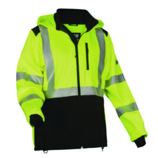 Picture of GloWear 8353 Class 3 Hi-Vis Softshell Water-Resistant Jacket, 4X-Large, Lime, Ships in 1-3 Business Days