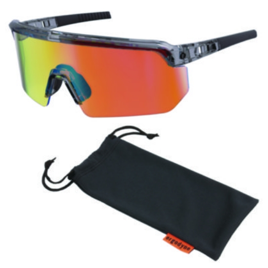 Picture of Skullerz AEGIR Anti-Scratch/Anti-Fog Safety Glasses, Clear Smoke Frame, Orange Mirror Polycarb Lens, Ships in 1-3 Bus Days