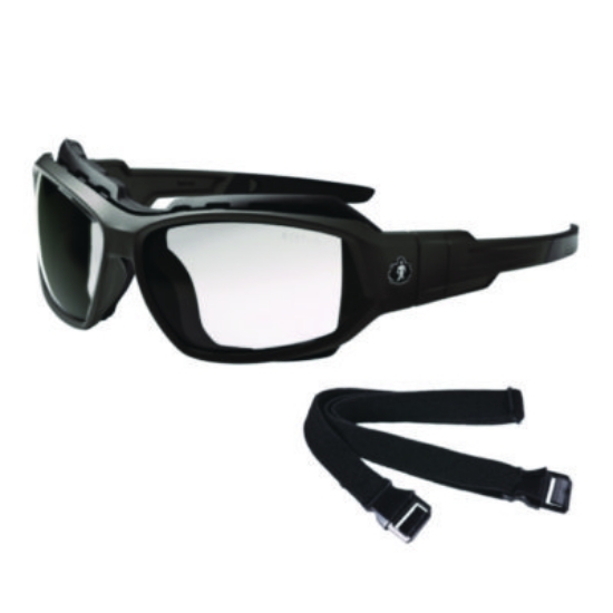 Picture of Skullerz LOKI Anti-Scratch/Anti-Fog Convert Safety Spoggles,Strap, Matte Black Frame, Clear Poly Lens, Ships in 1-3 Bus Days
