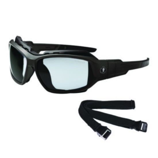 Picture of Skullerz LOKI Anti-Scratch/Anti-Fog Convert Safety Spoggles, Strap, Black Frame, In/Outdoor Poly Lens, Ships in 1-3 Bus Days
