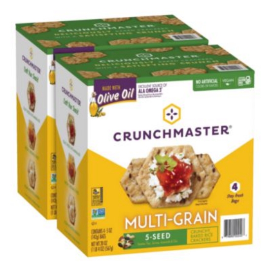 Picture of 5-Seed Multi-Grain Crunchy Oven Baked Crackers, Original, 5 oz Bags, 4/Box, 2 Boxes/Carton, Ships in 1-3 Business Days