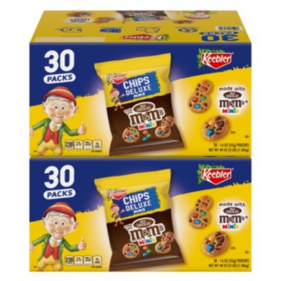 Picture of M&M Cookie Packs, Chocolate, 1.6 oz Pouch, 30/Box, 2 Boxes/Carton, Ships in 1-3 Business Days