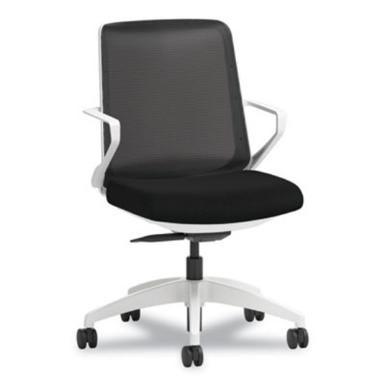 Picture of Cliq Office Chair, Supports Up to 300 lb, 17" to 22" Seat Height, Black Seat/Back, White Base, Ships in 7-10 Business Days