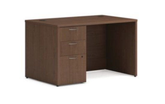 Picture of Mod Single Pedestal Desk Bundle, 48" x 30" x 29", Sepia Walnut, Ships in 7-10 Business Days