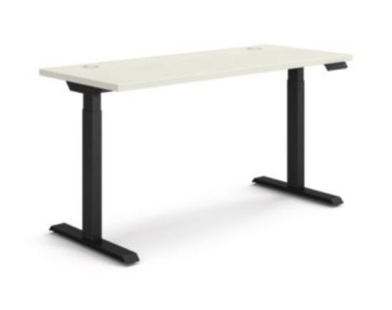 Picture of Coordinate Height Adjustable Desk Bundle 2-Stage, 58" x 22" x 27.75" to 47", Silver Mesh\Black, Ships in 7-10 Business Days