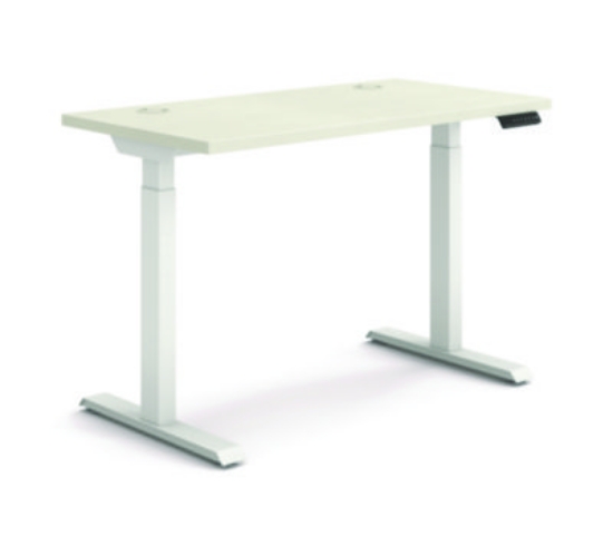 Picture of Coordinate Height Adjustable Desk Bundle 2-Stage,46" x 22" x 27.75" to 47", Silver Mesh/Designer White,Ships in 7-10 Bus Days
