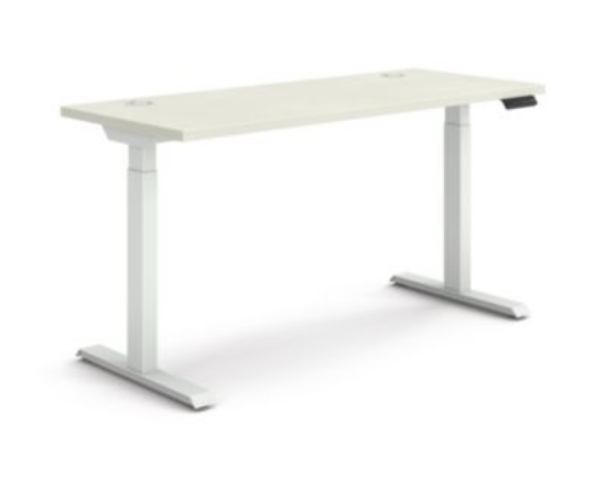 Picture of Coordinate Height Adjustable Desk Bundle 2-Stage,58" x 22" x 27.75" to 47", Silver Mesh/Designer White,Ships in 7-10 Bus Days