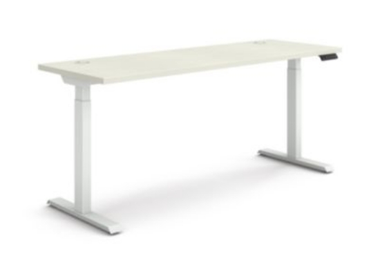 Picture of Coordinate Height Adjustable Desk Bundle 2-Stage,70" x 22" x 27.75" to 47", Silver Mesh/Designer White,Ships in 7-10 Bus Days