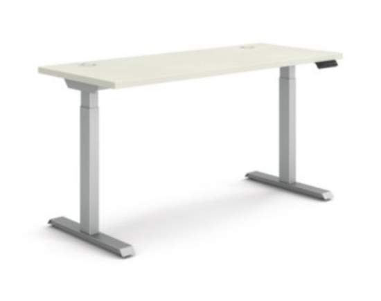 Picture of Coordinate Height Adjustable Desk Bundle 2-Stage, 58" x 22" x 27.75" to 47", Silver Mesh\Silver, Ships in 7-10 Business Days