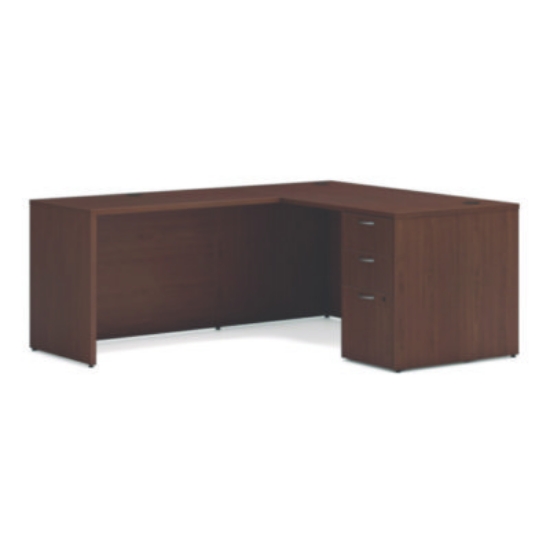 Picture of Mod L-Station Single Pedestal Desk Bundle, 60" x 72" x 29", Sepia Walnut, Ships in 7-10 Business Days