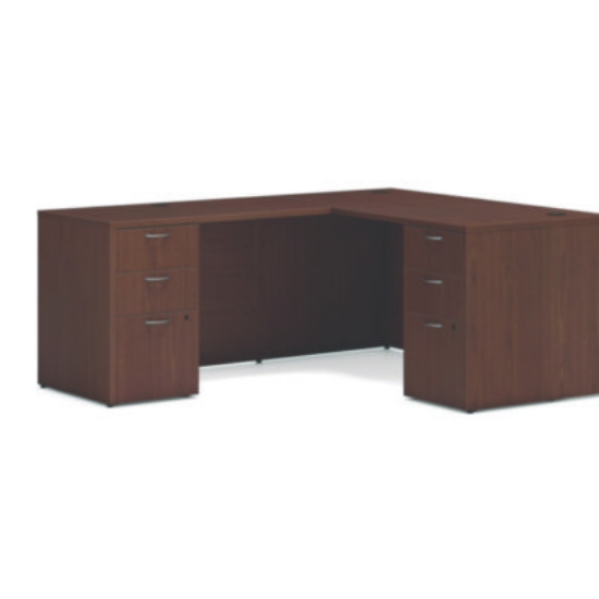 Picture of Mod L-Station Double Pedestal Desk Bundle, 60" x 72" x 29", Sepia Walnut, Ships in 7-10 Business Days