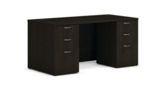 Picture of Mod Double Pedestal Desk Bundle, 60" x 30" x 29", Java Oak, Ships in 7-10 Business Days