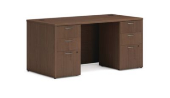 Picture of Mod Double Pedestal Desk Bundle, 60" x 30" x 29", Sepia Walnut, Ships in 7-10 Business Days