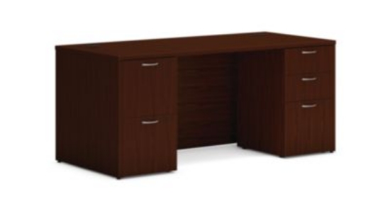 Picture of Mod Double Pedestal Desk Bundle, 66" x 30" x 29", Traditional Mahogany, Ships in 7-10 Business Days