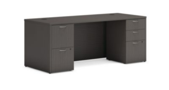 Picture of Mod Double Pedestal Desk Bundle, 72" x 30" x 29", Slate Teak, Ships in 7-10 Business Days