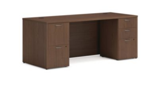 Picture of Mod Double Pedestal Desk Bundle, 72" x 30" x 29", Sepia Walnut, Ships in 7-10 Business Days