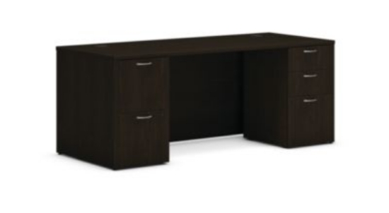 Picture of Mod Double Pedestal Desk Bundle, 72" x 30" x 29", Java Oak, Ships in 7-10 Business Days