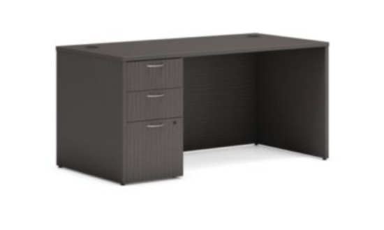 Picture of Mod Single Pedestal Desk Bundle, 60" x 30" x 29", Slate Teak, Ships in 7-10 Business Days