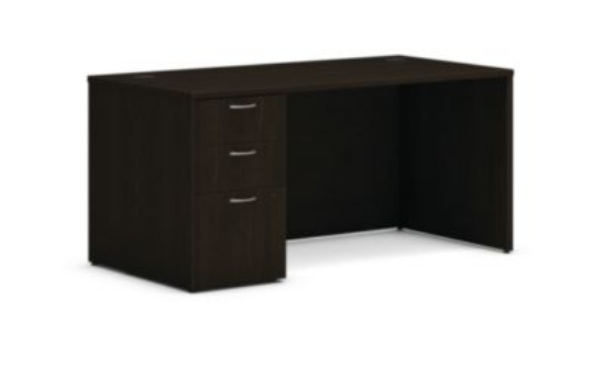 Picture of Mod Single Pedestal Desk Bundle, 60" x 30" x 29", Java Oak, Ships in 7-10 Business Days