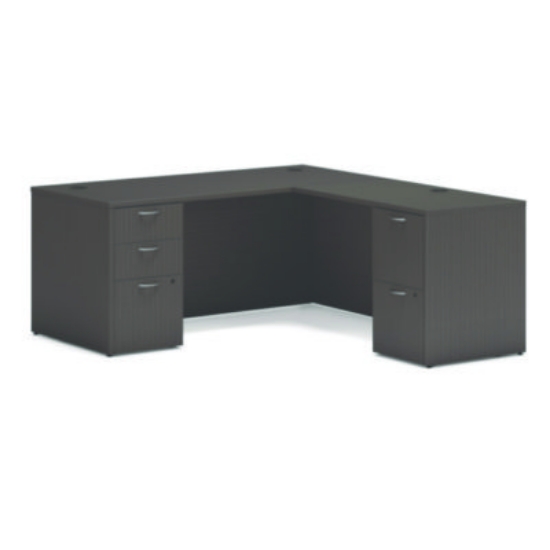 Picture of Mod L-Station Double Pedestal Desk Bundle, 66" x 72" x 29", Slate Teak, Ships in 7-10 Business Days