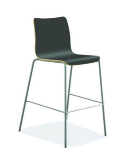 Picture of Ruck Laminate Stool, Up to 300 lbs, 30" Seat Height, Charcoal Seat, Charcoal Back, Silver Base