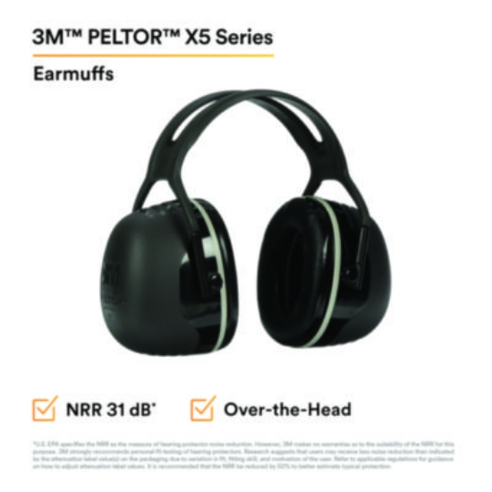 Picture of PELTOR X Series Earmuffs, Model X5A, 31 dB NRR, Black