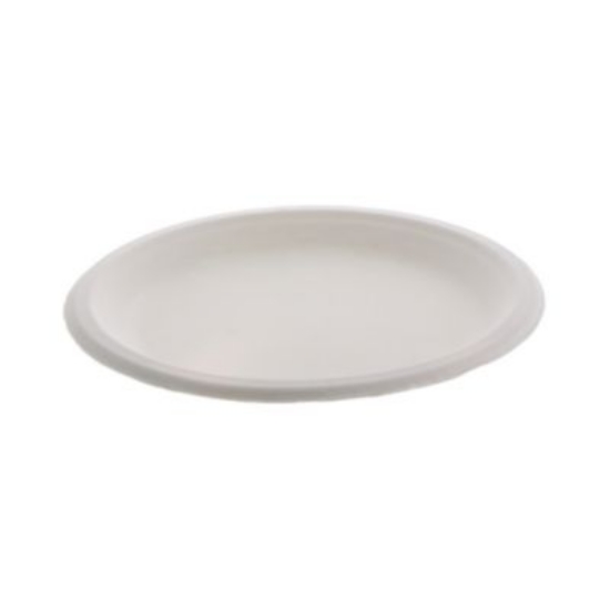 Picture of EarthChoice PFAS Free Compostable Dinnerware, Plate, 9" Diameter, Natural, 500/Carton