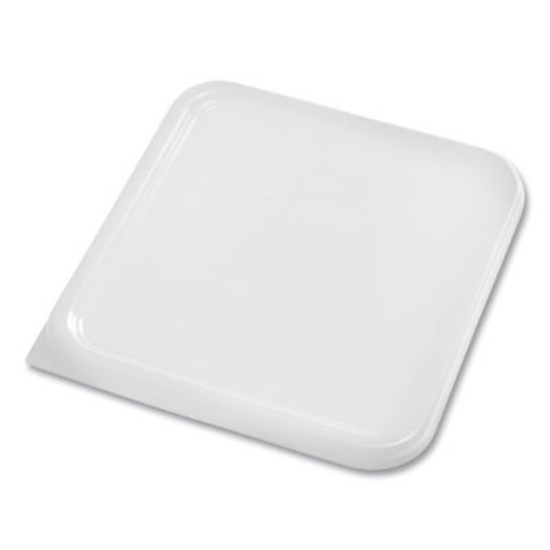Picture of SpaceSaver Square Container Lids, 8.8 x 8.75, White, Plastic, 12/Carton