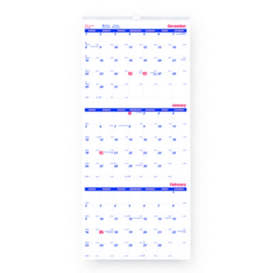 Picture of CALENDAR,3-MONTH,WALL,WH