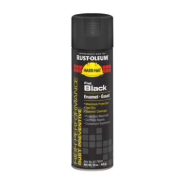 Picture of Hard Hat High Performance V2100 System Rust Preventive Enamel Spray Paint, Flat Black, 15 oz Aerosol Can, 6/Carton