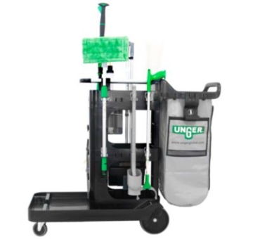 Picture of SpotCleanRx Janitorial Carts, Plastic, 3 Shelves, 23.5 x 25 x 25, Black